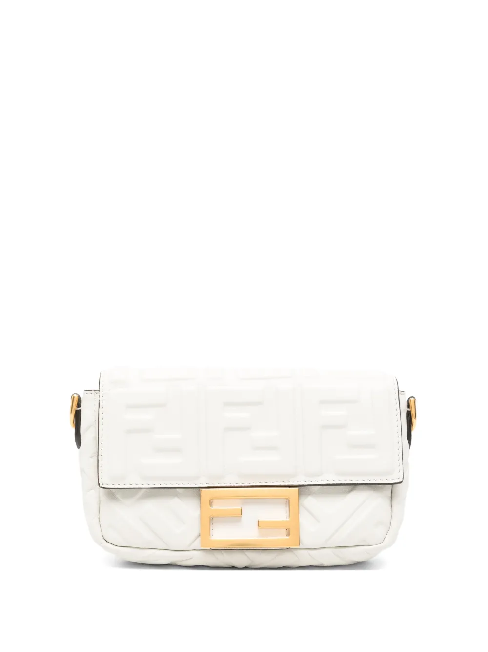FENDI mini Baguette embossed-logo shoulder bag Wit