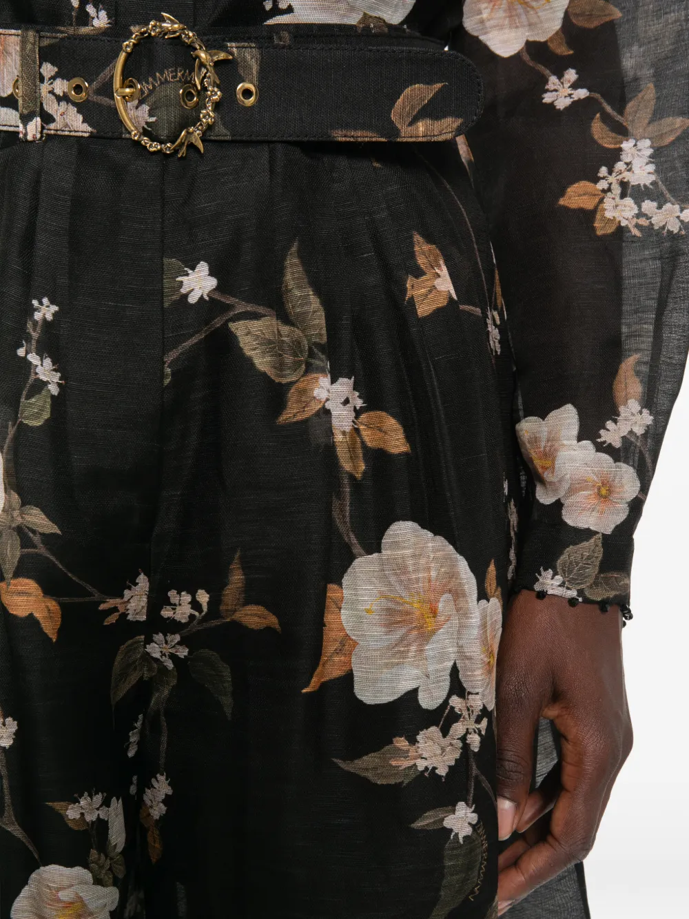 ZIMMERMANN Ascent plooibroek met bloemenprint Zwart