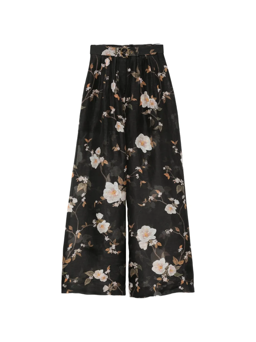 ZIMMERMANN Ascent floral-print pleated trousers - Noir ZIMMERMANN Ascent floral-print pleated trousers - Noir