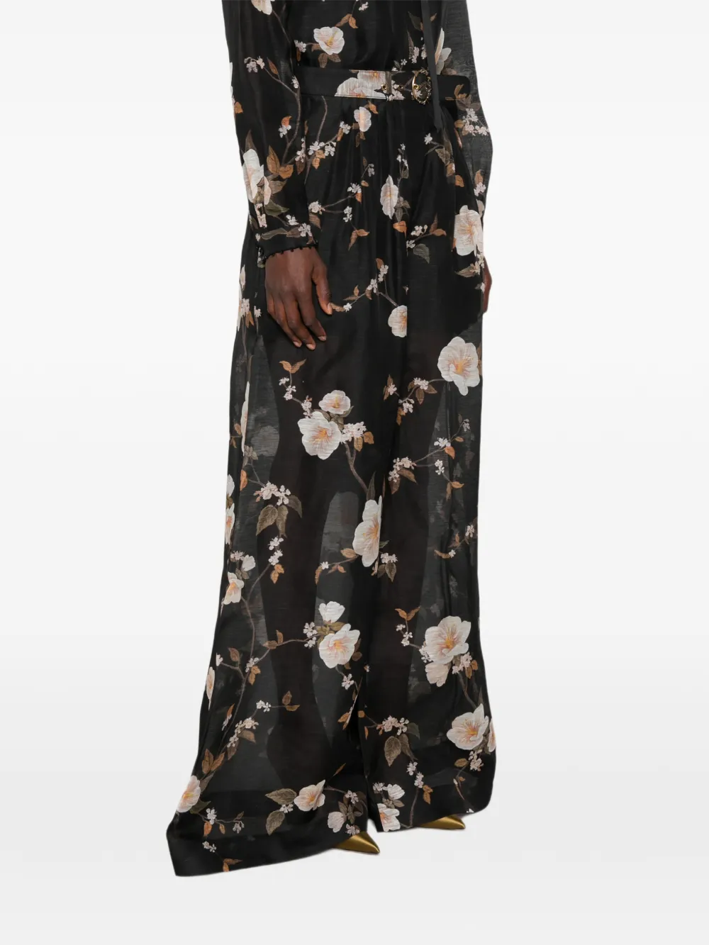 ZIMMERMANN Ascent plooibroek met bloemenprint Zwart
