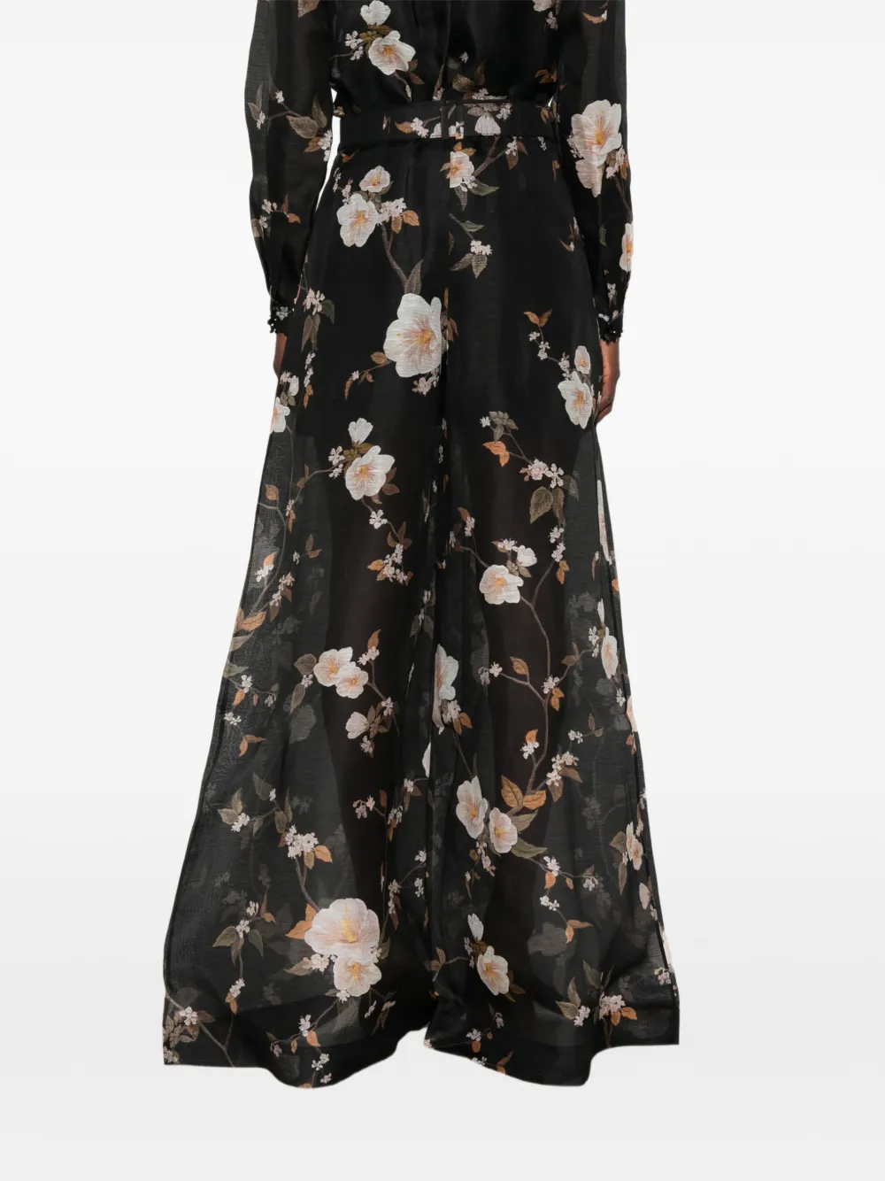 ZIMMERMANN Ascent plooibroek met bloemenprint Zwart