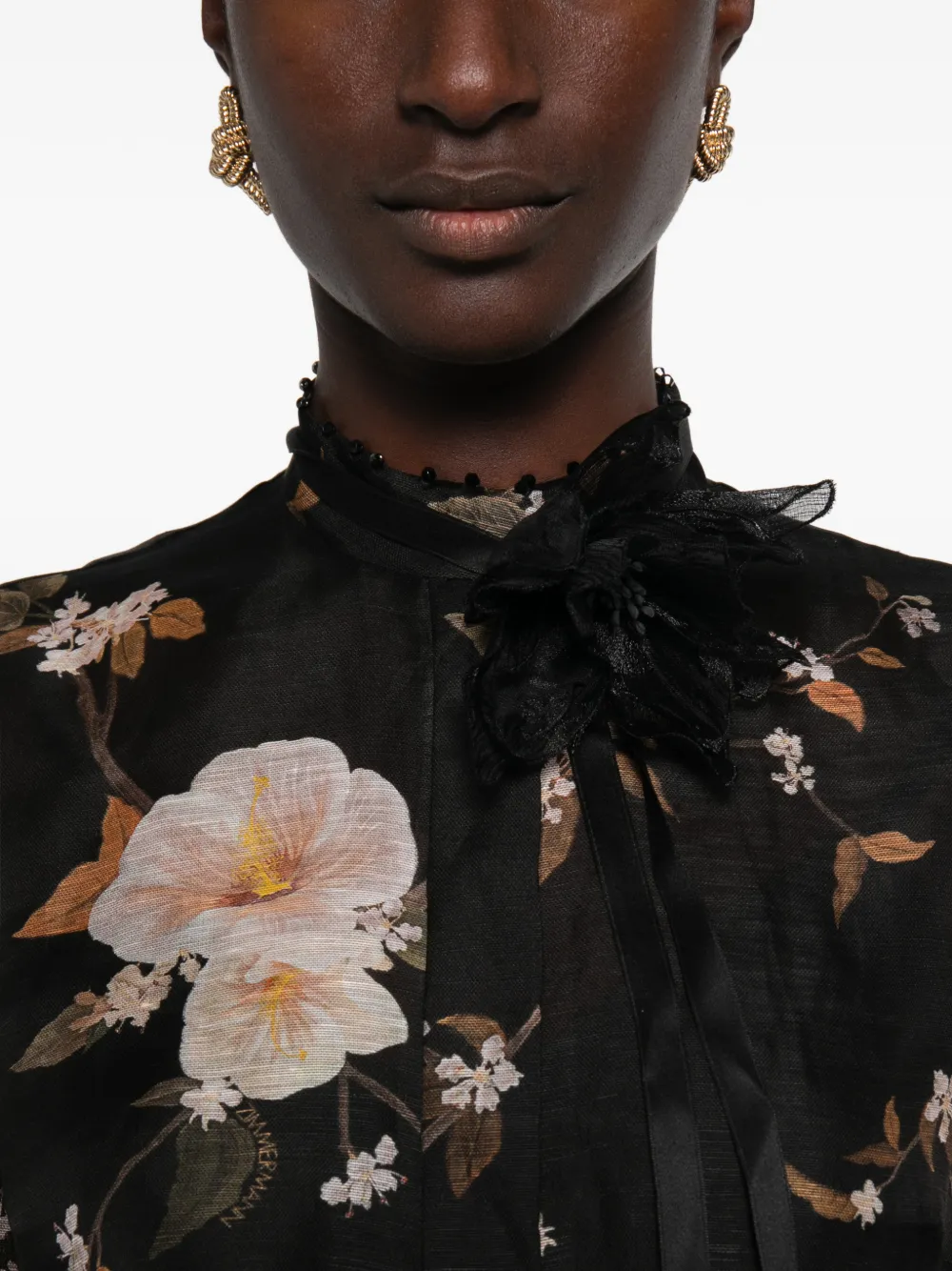 ZIMMERMANN Ascent blouse met bloemenprint en verfraaiing Zwart