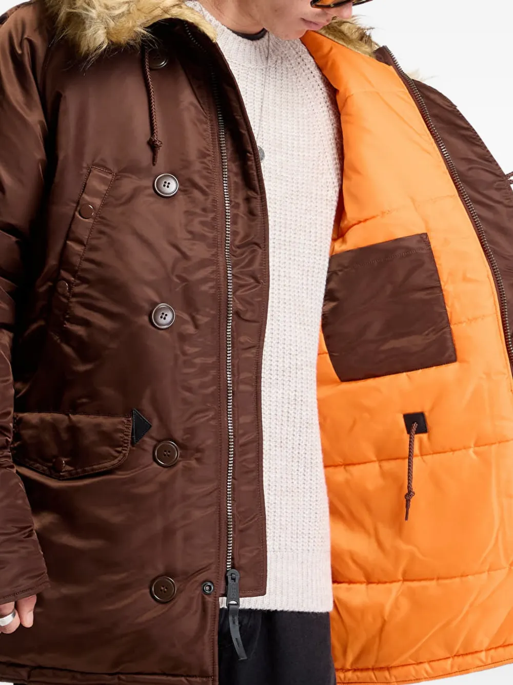 Alpha Industries N-3B VF 59 jack met afwerking van imitatiebont Bruin