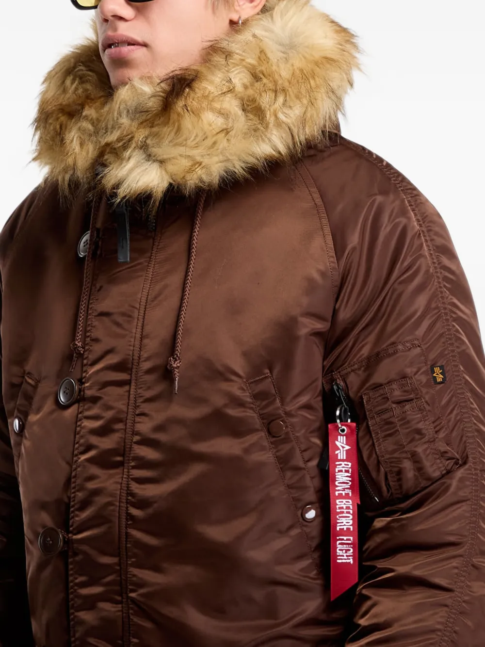 Alpha Industries N-3B VF 59 jack met afwerking van imitatiebont Bruin