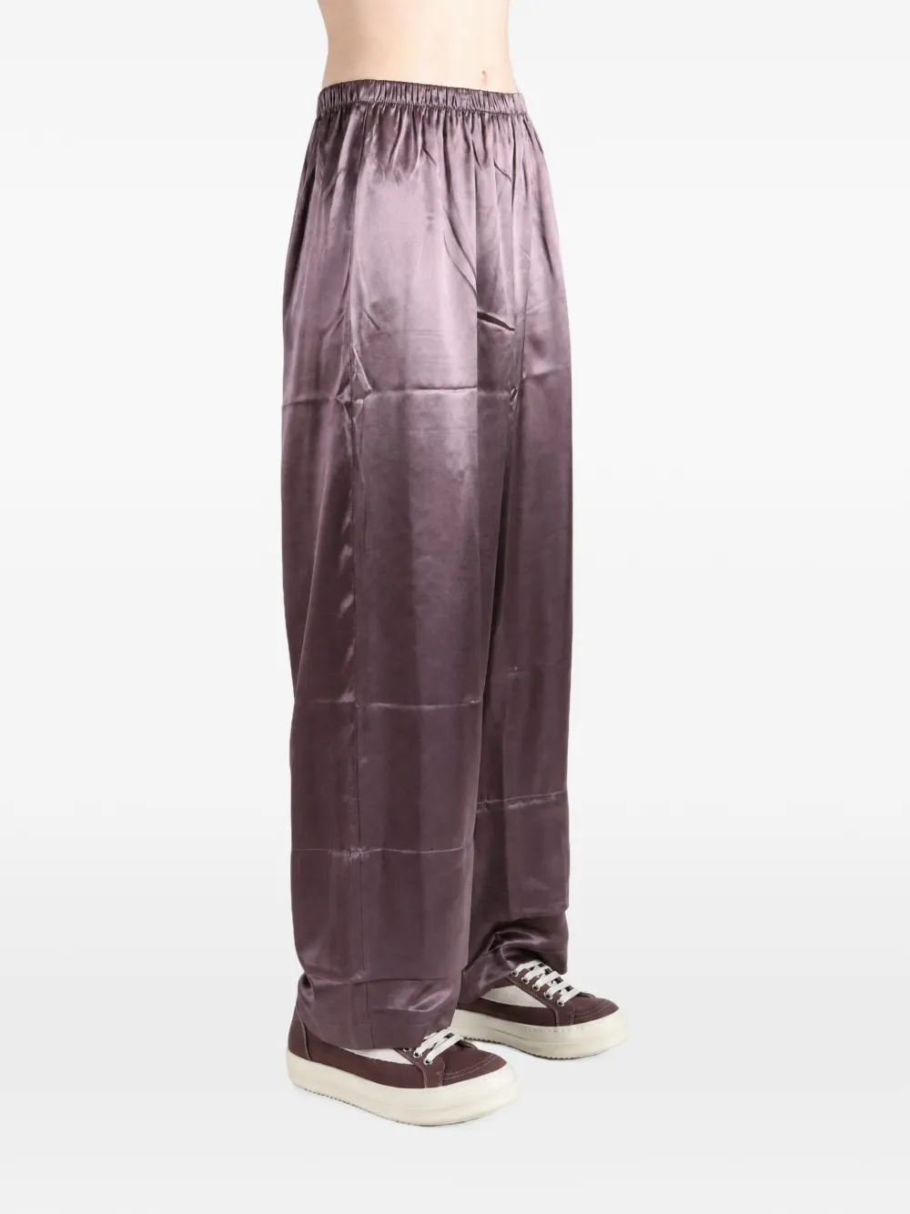 Baserange Pama zijden broek met hoge taille Paars