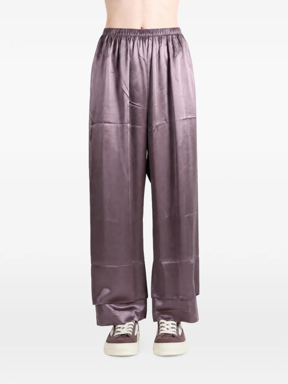 Baserange Pama zijden broek met hoge taille Paars