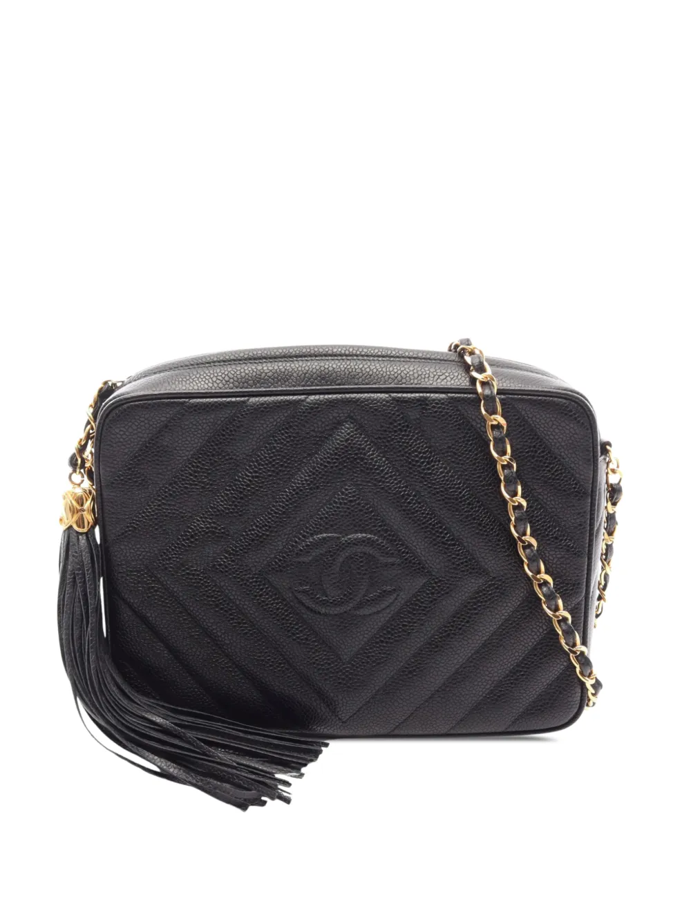 CHANEL Pre-Owned 1991-1994 CC Diamond Quilted Caviar Tassel Camera Bag crossbody bag - Nero