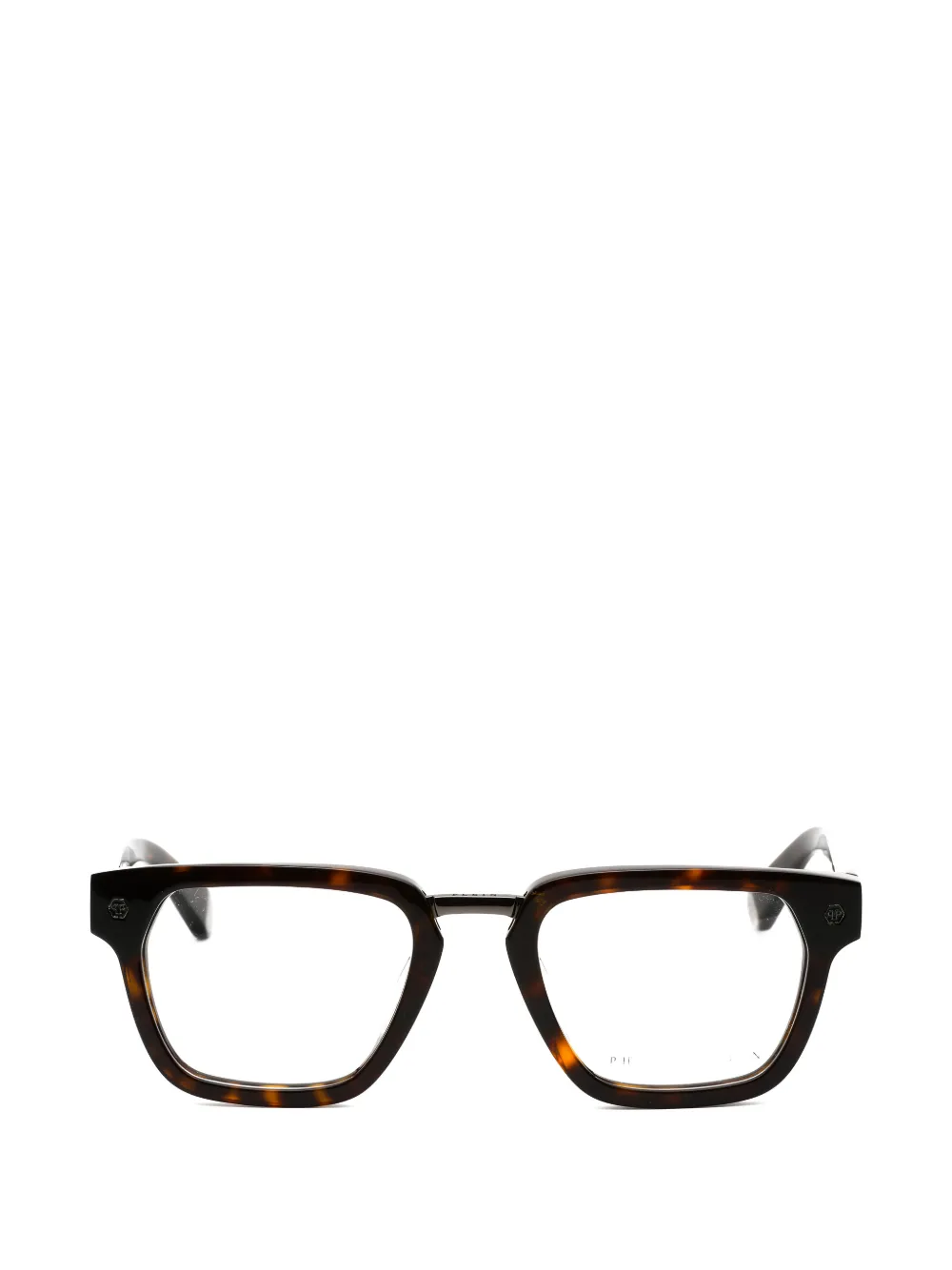Philipp Plein Eyewear tortoiseshell-effect rectangle-frame glasses - Marrone