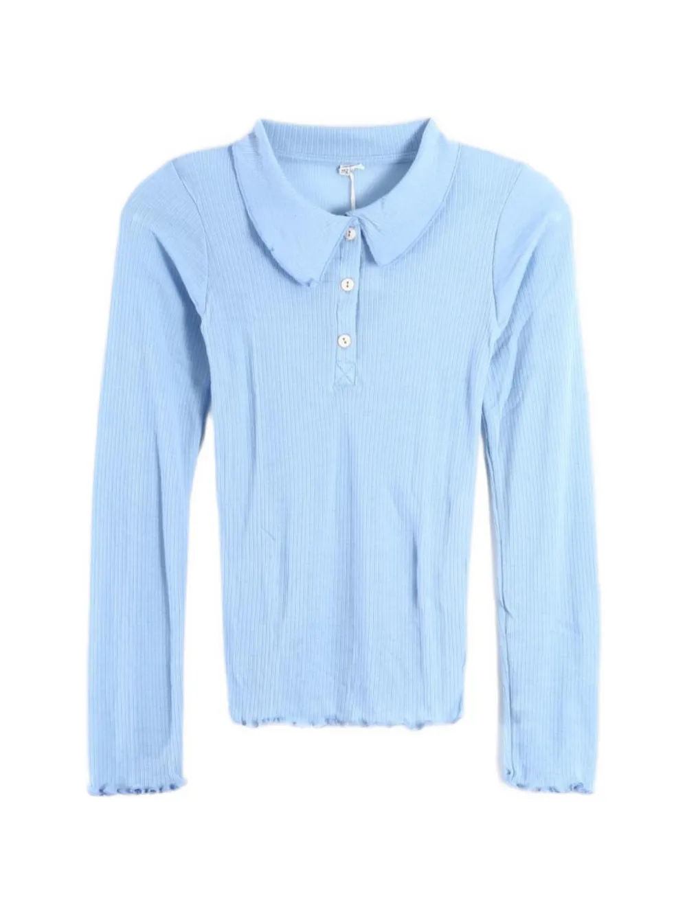 Baserange ribbed lettuce-trim top - Bleu