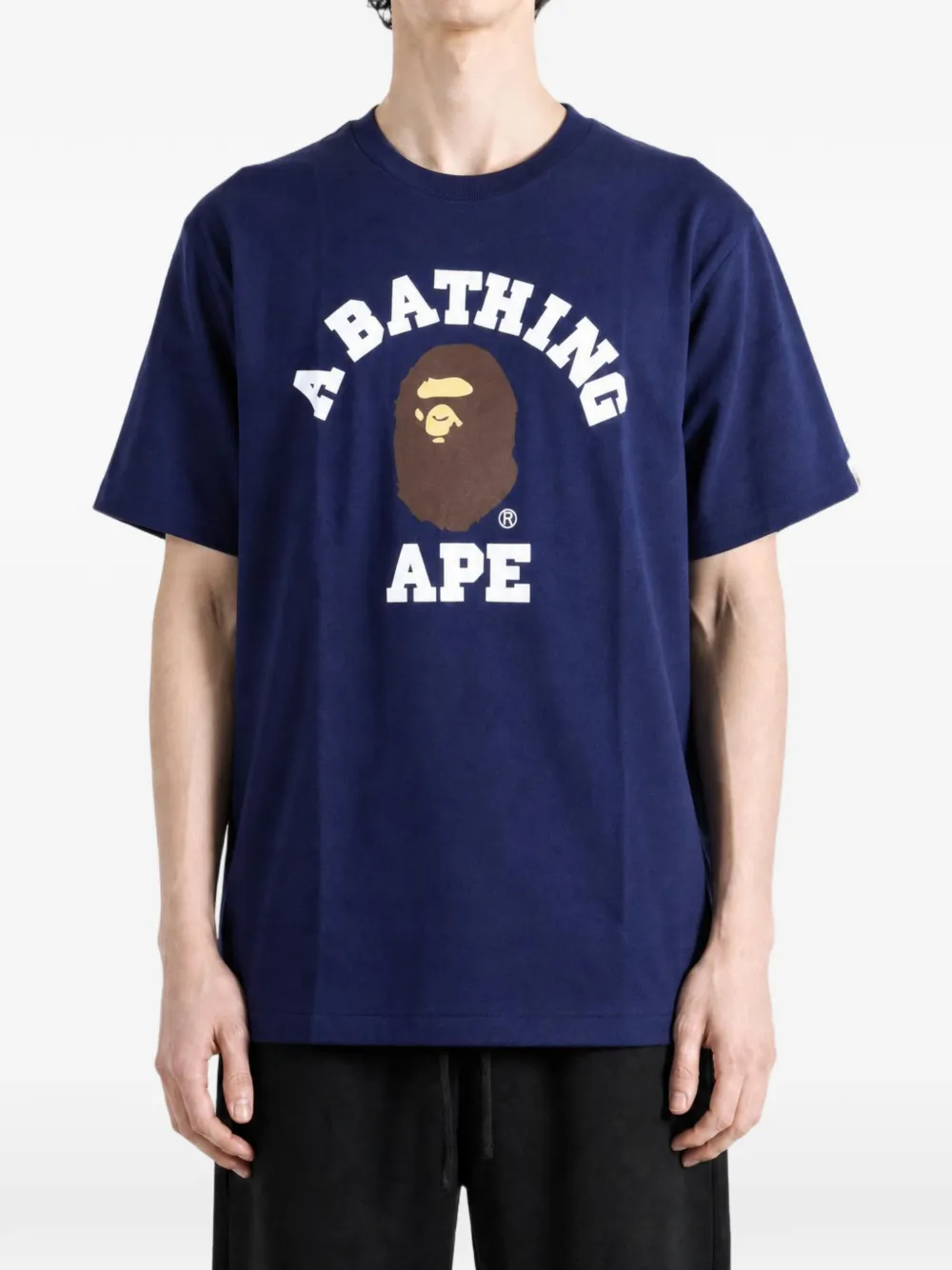 A BATHING APE T-shirt met logoprint Blauw