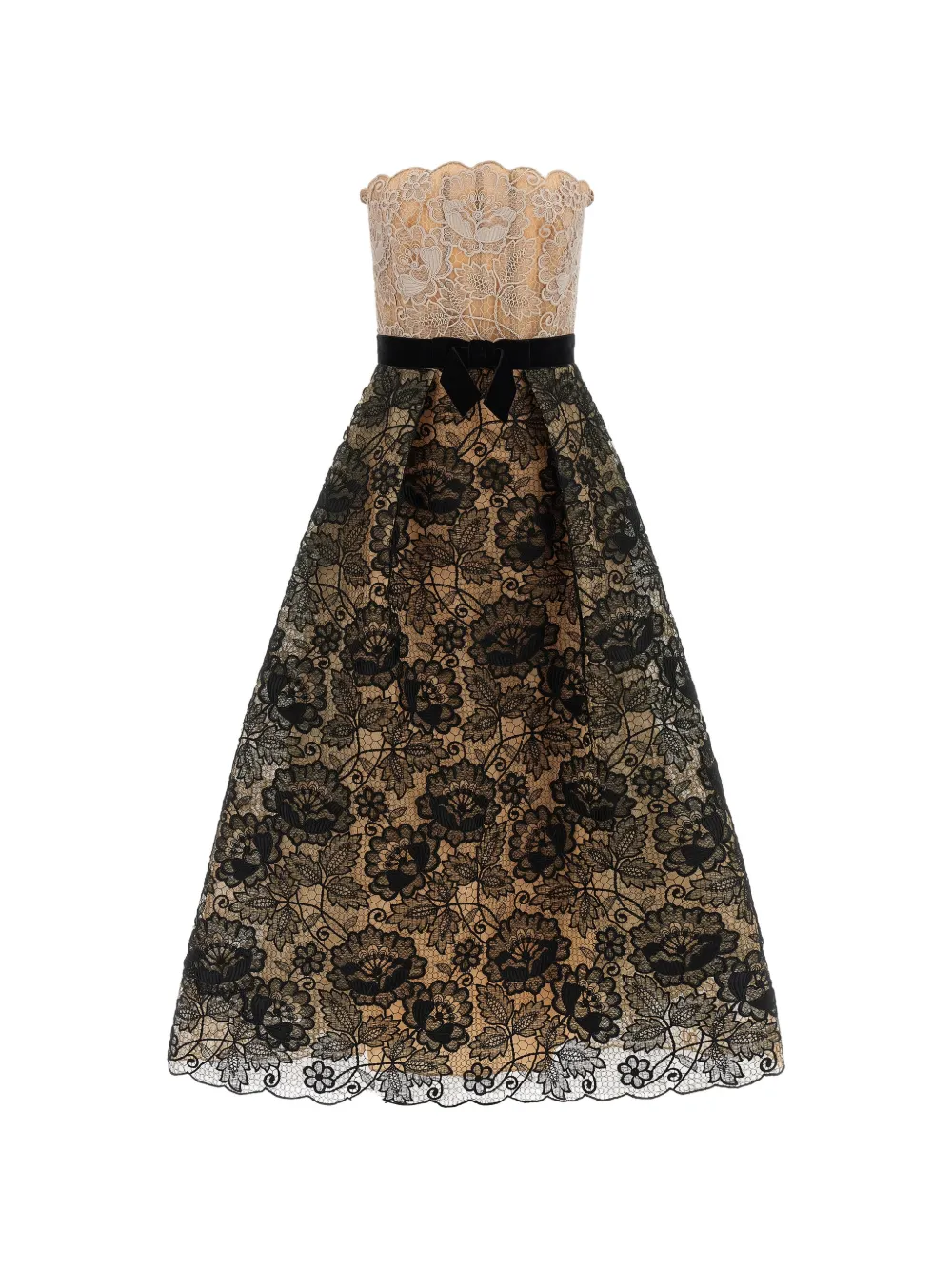 Elie Saab floral-lace strapless maxi dress