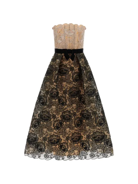 Elie Saab floral-lace strapless maxi dress