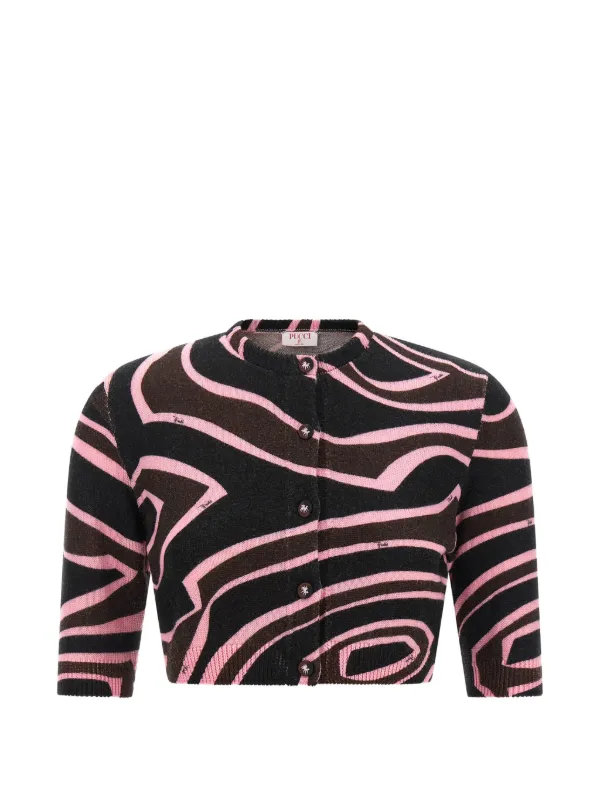 Pucci Onde Cropped Cardigan in Black
