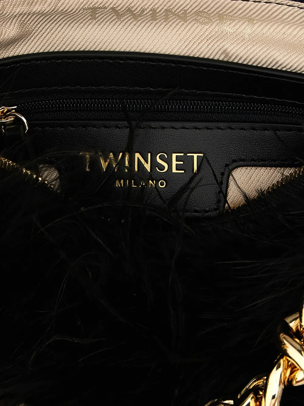 TWINSET Liliane clutch met verenafwerking Zwart