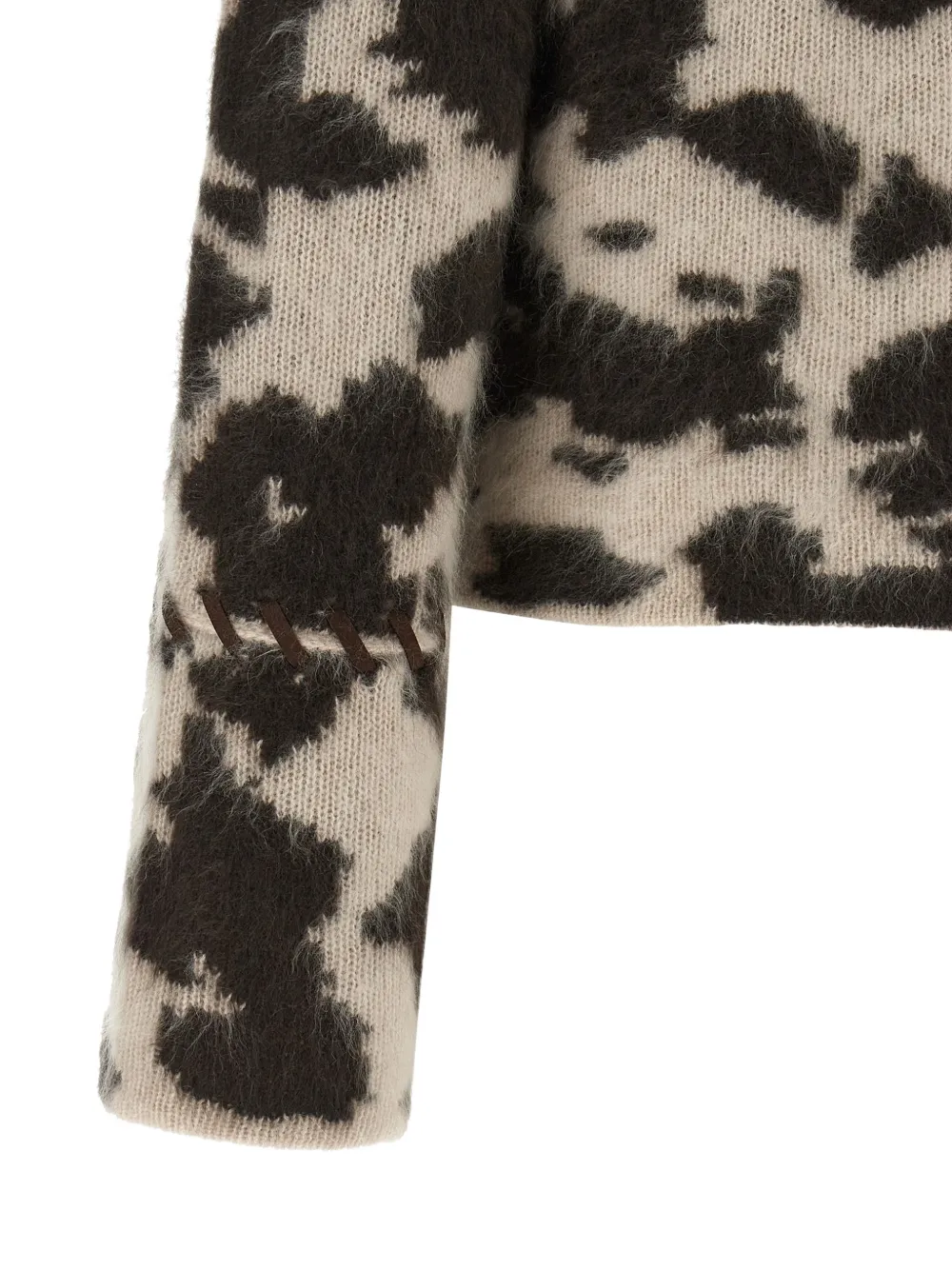 Guest In Residence Grizzly kasjmier jack met koeien-patroon Beige