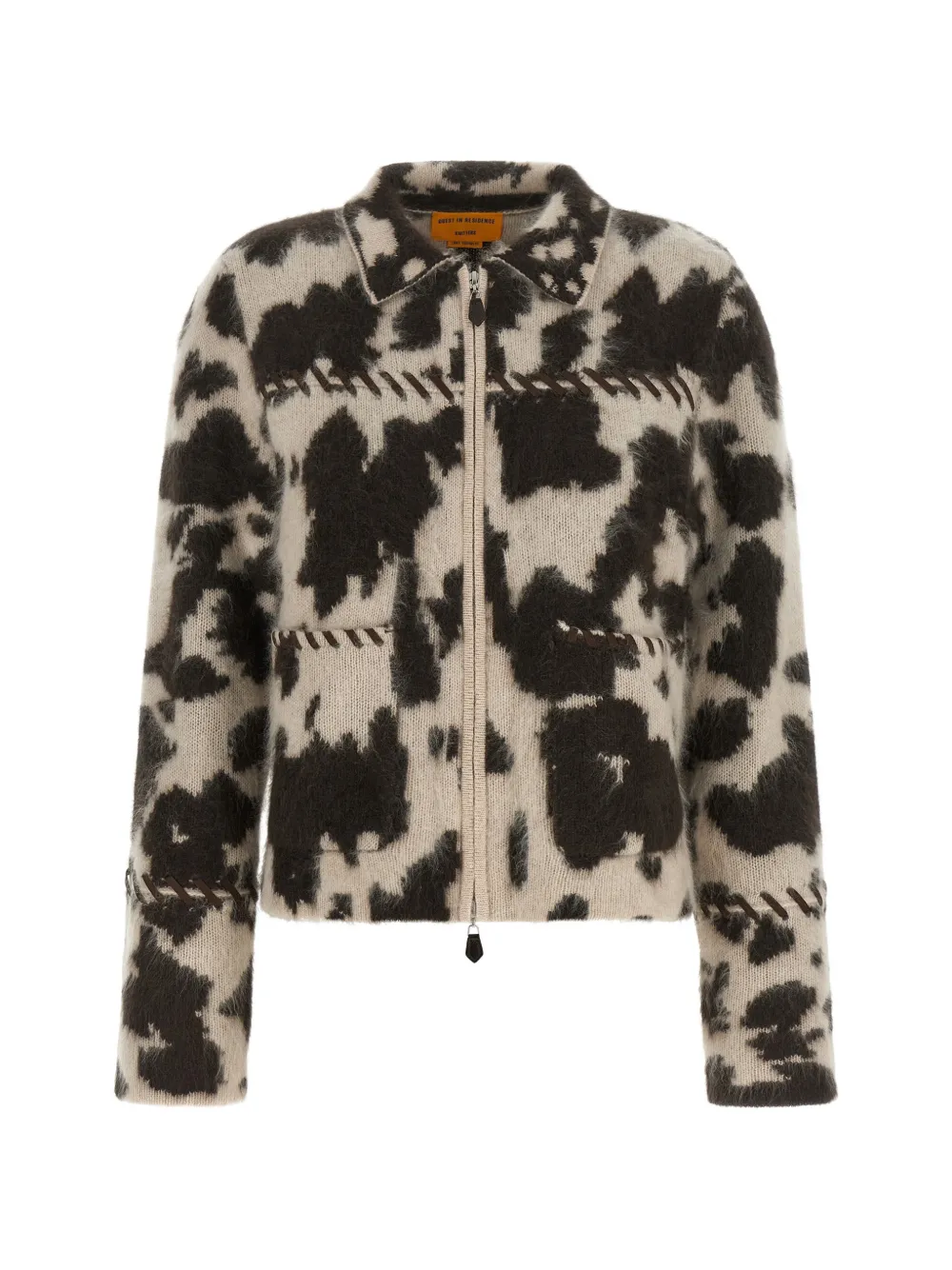 Guest In Residence Grizzly cow-pattern cashmere jacket