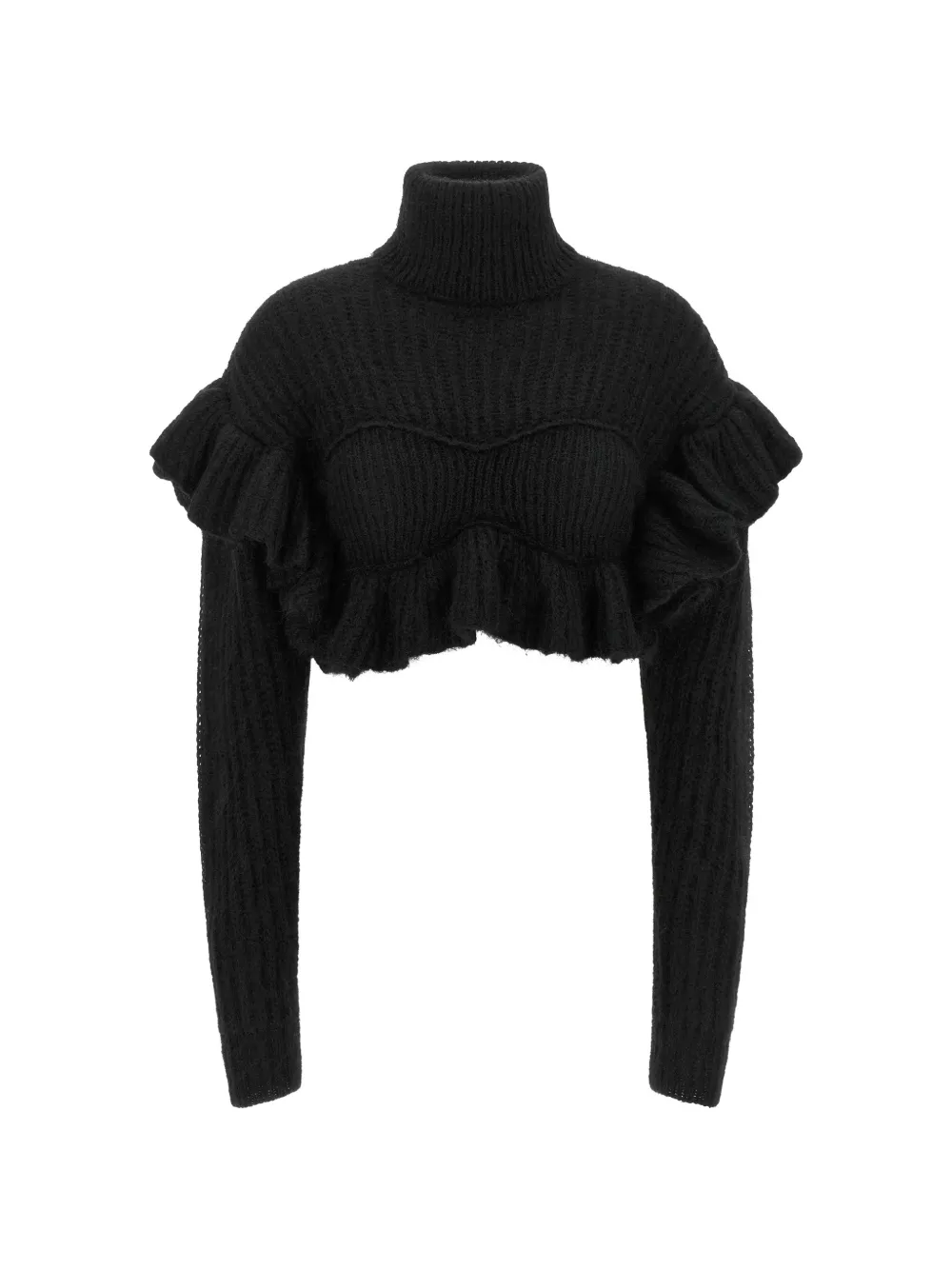 Elisabetta Franchi knit sweater with ruffles - Nero
