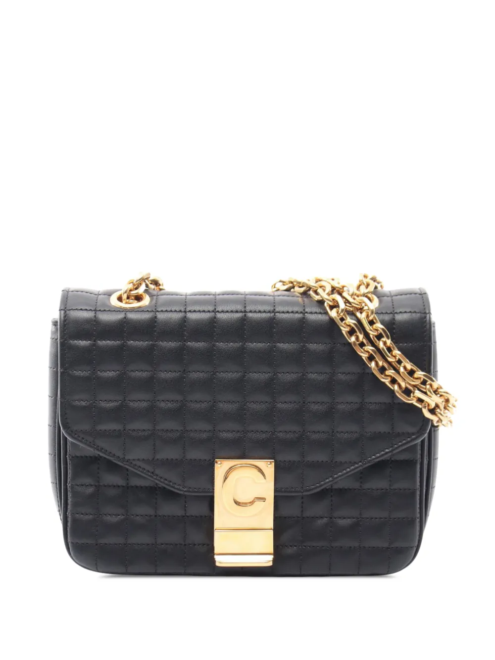 Celine Pre-Owned 2000-2026 kleine C Schultertasche aus gestepptem Leder - Schwarz