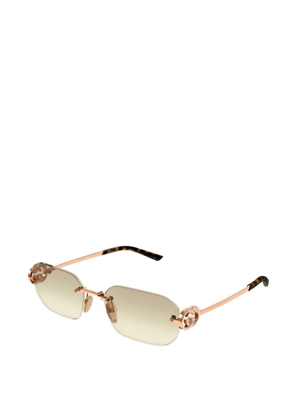 Gucci Eyewear Zonnebril met logo-detail en verfraaid met kristallen Roze