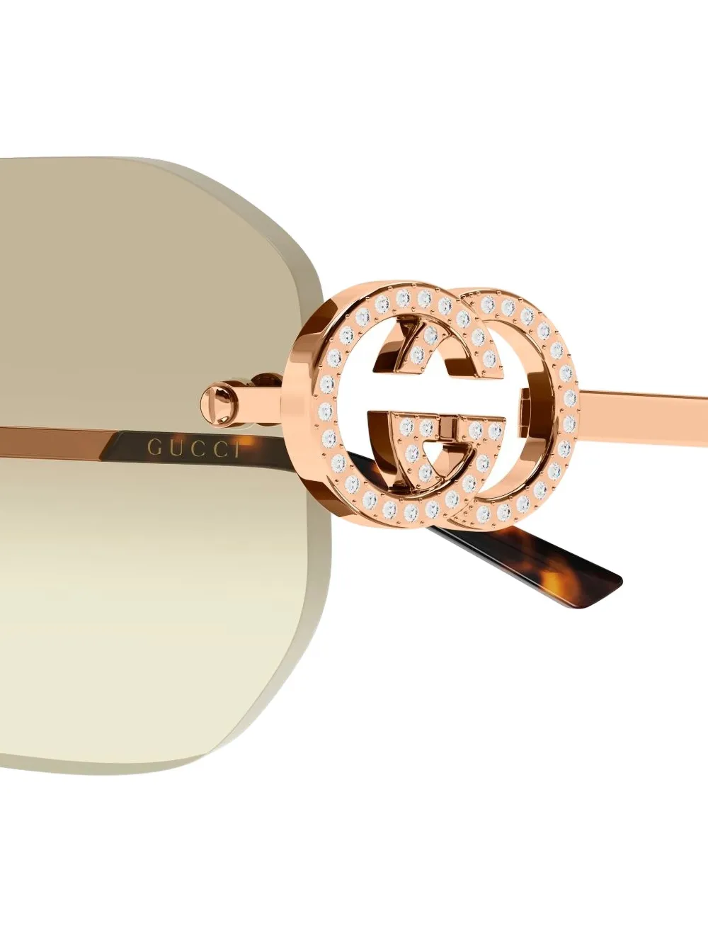 Gucci Eyewear Zonnebril met logo-detail en verfraaid met kristallen Roze