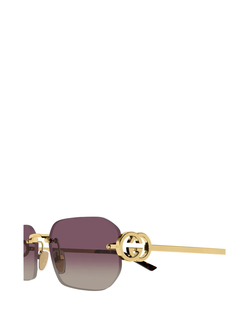 Gucci Eyewear Zonnebril met rechthoekig montuur Goud