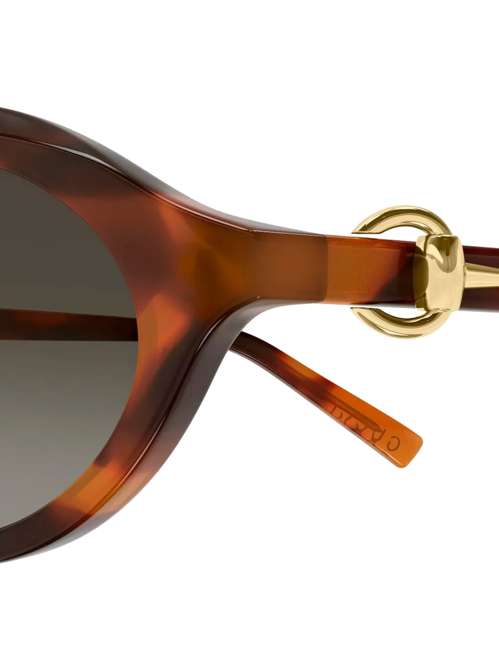 Gucci Eyewear Horsebit zonnebril met ovalen montuur Bruin