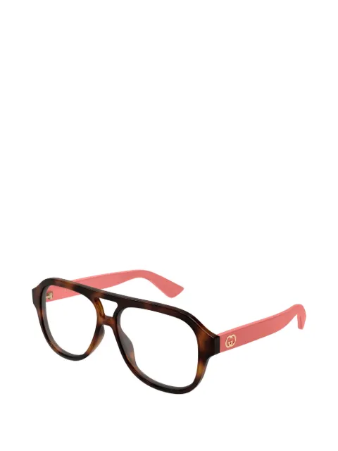 Gucci Eyewear tortoiseshell-effect pilot-frame glasses