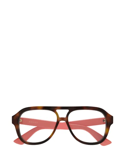 Gucci Eyewear tortoiseshell-effect pilot-frame glasses