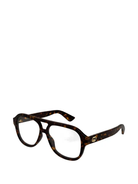 Gucci Eyewear tortoiseshell-effect pilot-frame glasses
