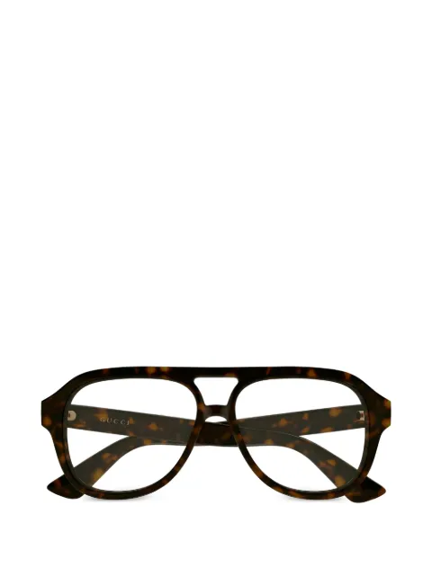 Gucci Eyewear tortoiseshell-effect pilot-frame glasses