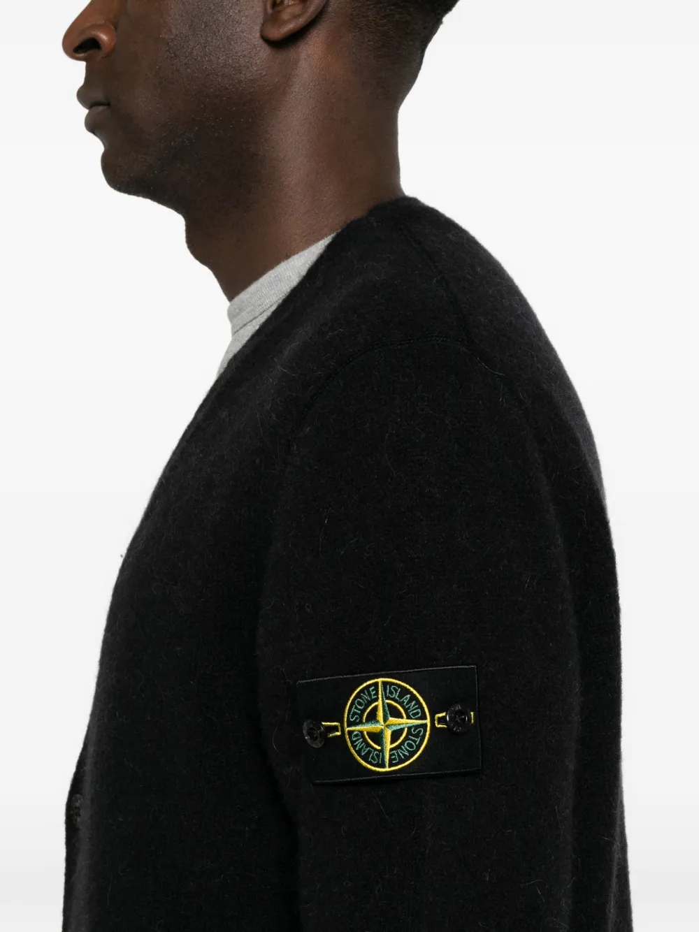 Stone Island 5100046 baby alpaca blend cardigan Zwart