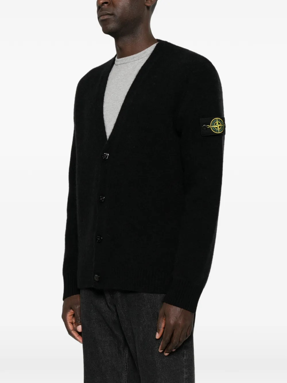 Stone Island 5100046 baby alpaca blend cardigan Zwart