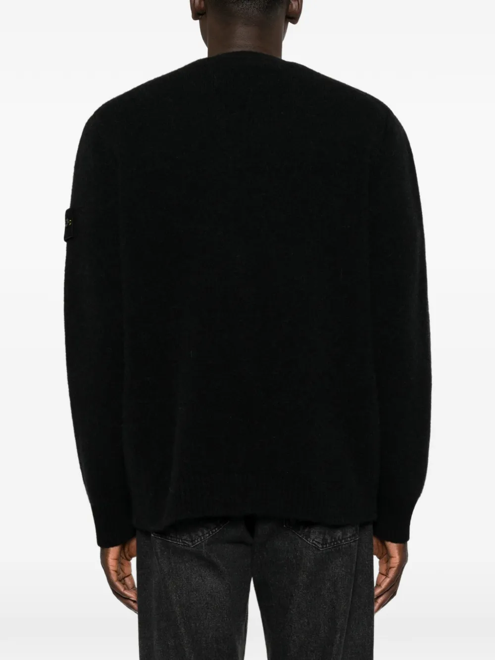Stone Island 5100046 baby alpaca blend cardigan Zwart