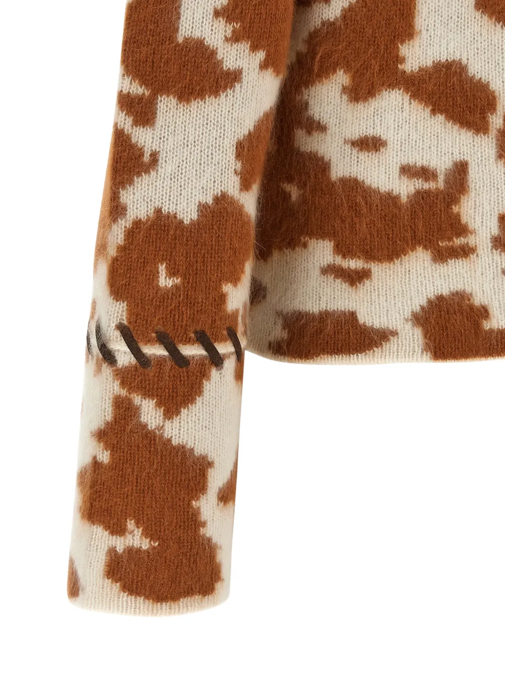 Guest In Residence Grizzly kasjmier jack met koeien-patroon Beige