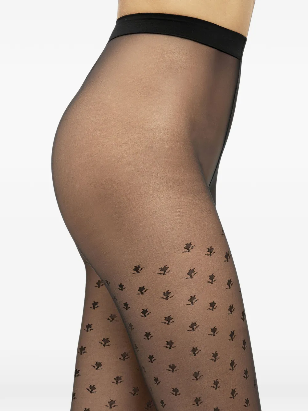 Wolford Blossom panty met bloemen-patroon Zwart