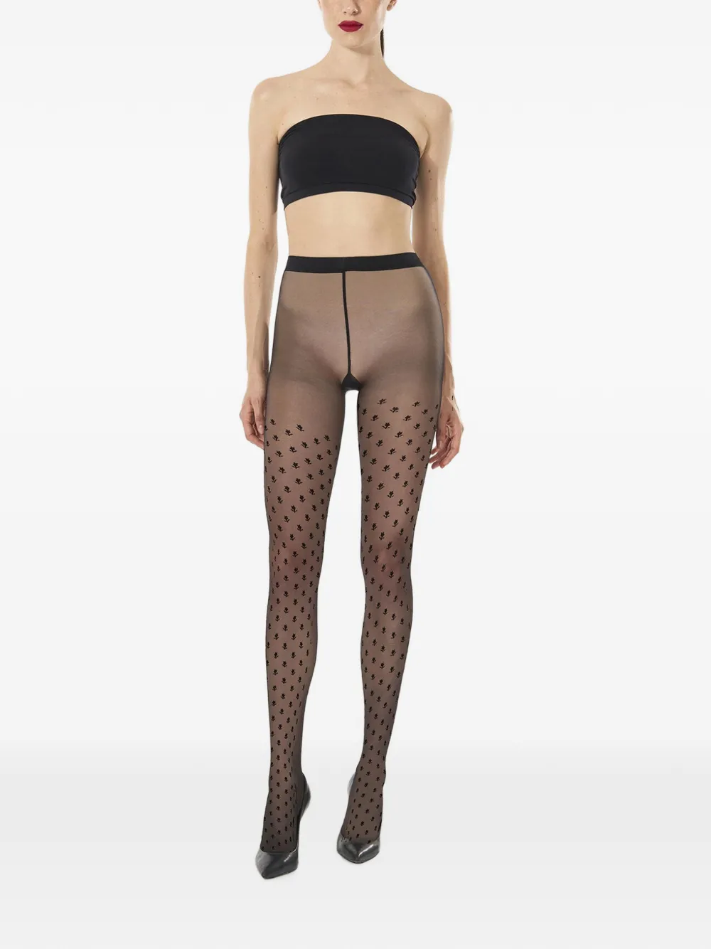 Wolford Blossom panty met bloemen-patroon Zwart