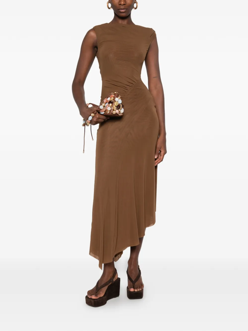 STAUD Asymmetrische jurk Bruin