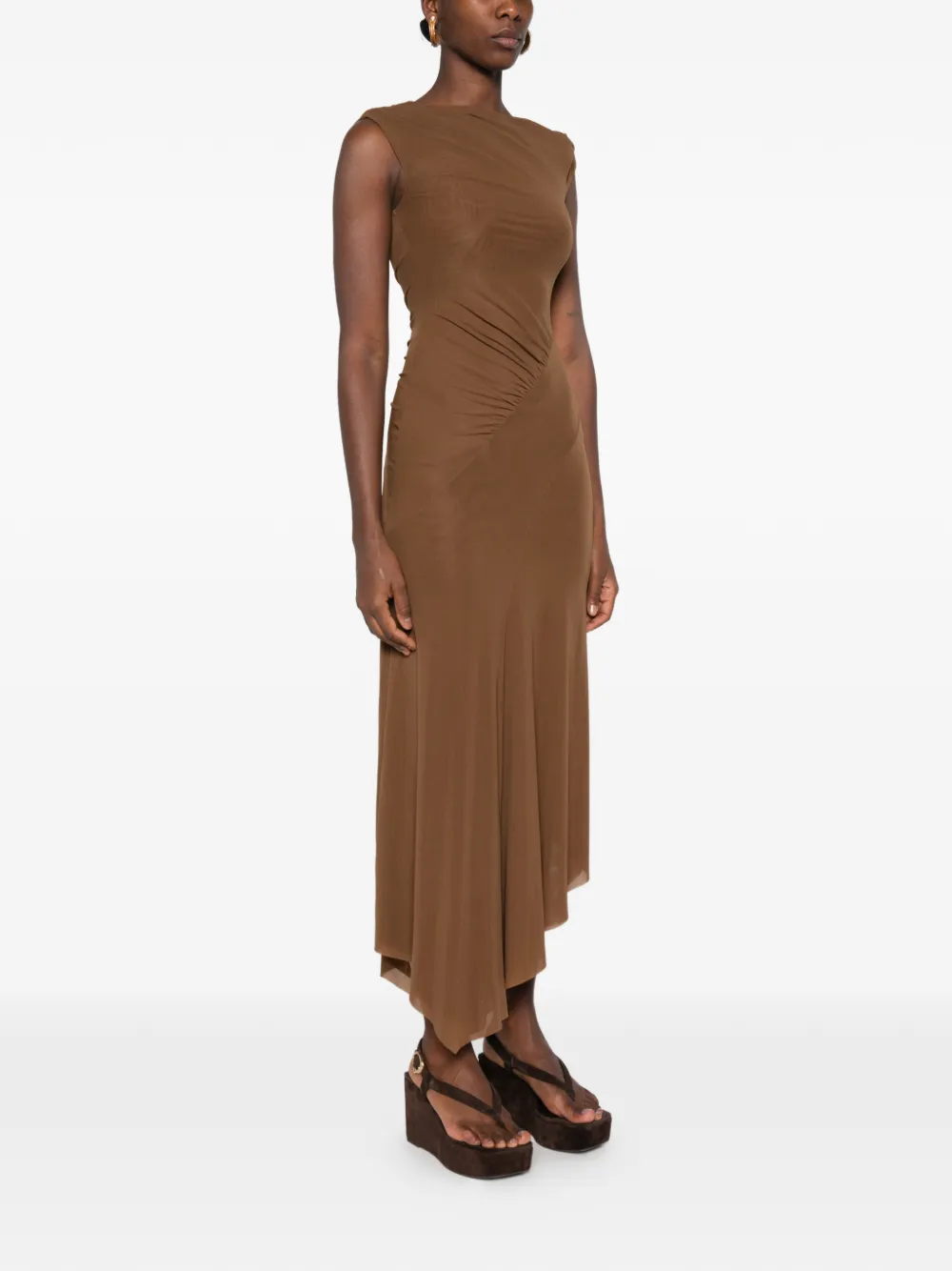 STAUD Asymmetrische jurk Bruin
