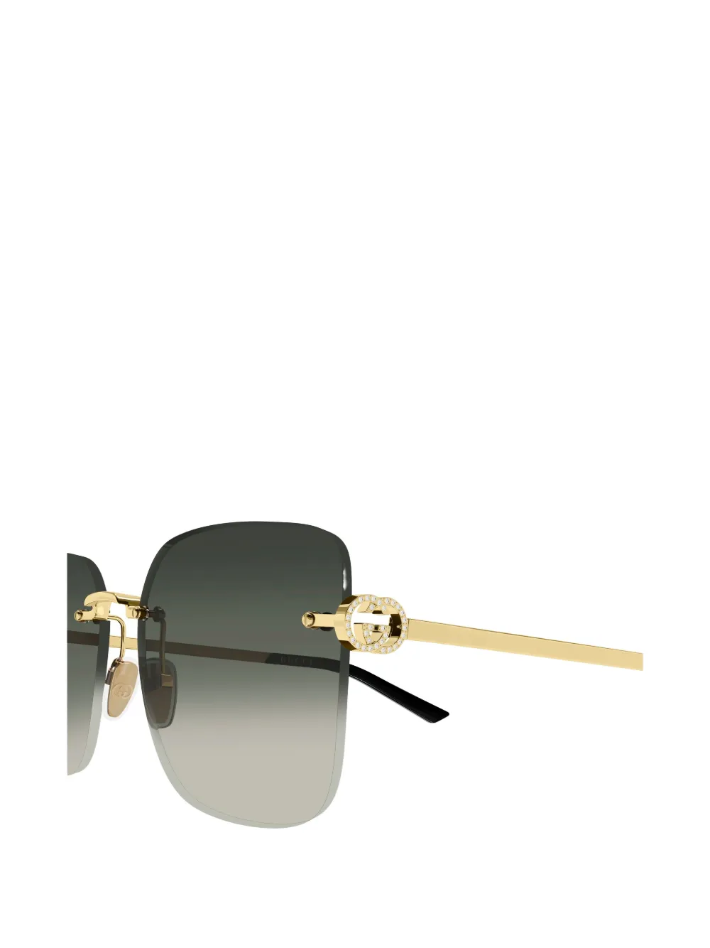Gucci Eyewear Zonnebril met logo-detail en verfraaid met kristallen Goud