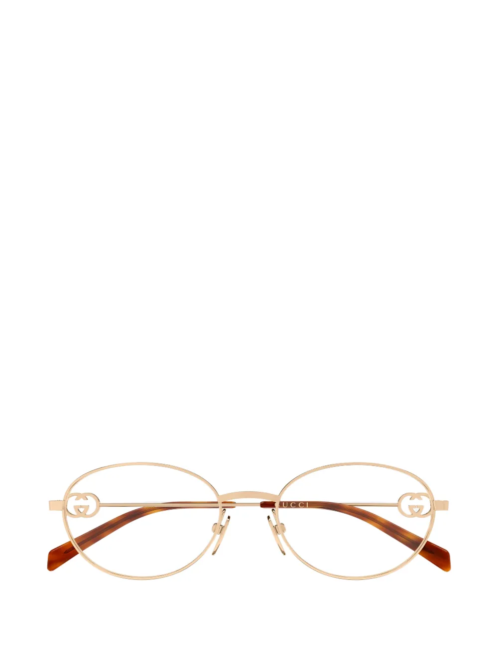 Gucci Eyewear Brille mit ovalem Gestell - Gold