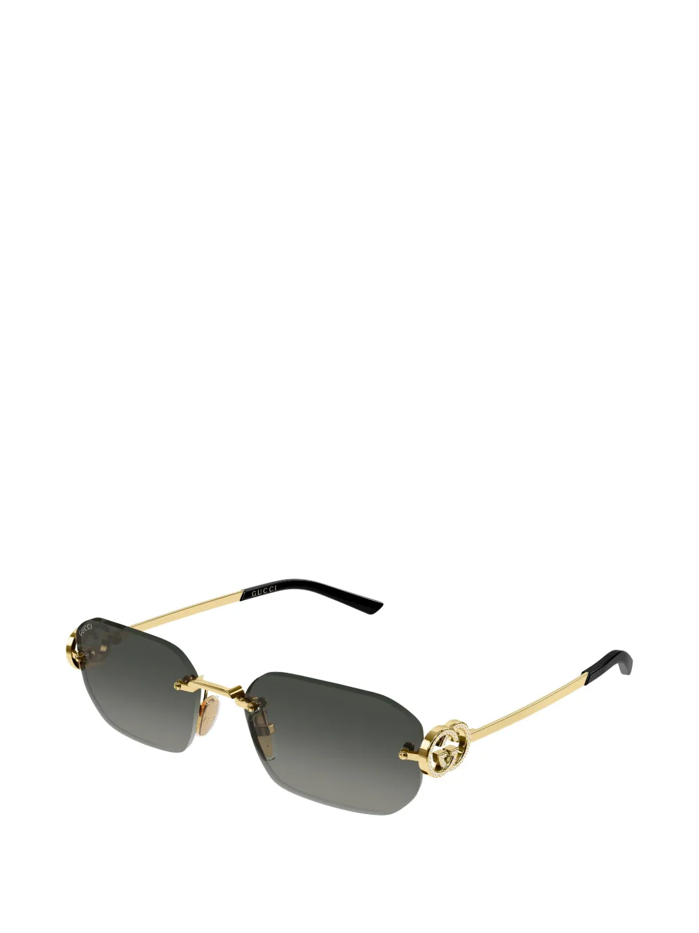 Gucci Eyewear Zonnebril met logo-detail en verfraaid met kristallen Goud