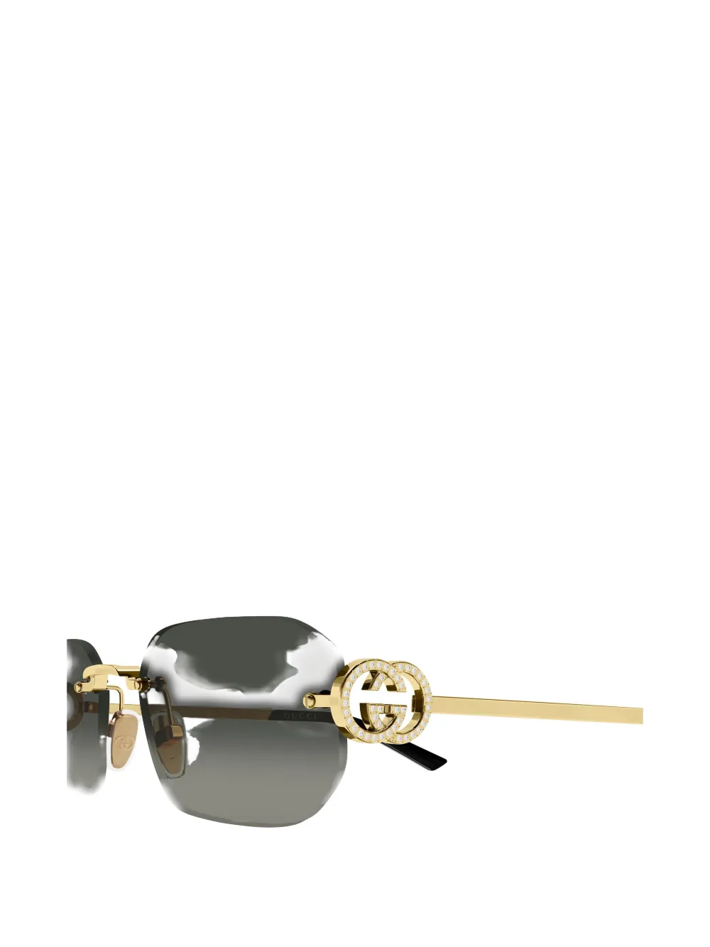 Gucci Eyewear Zonnebril met logo-detail en verfraaid met kristallen Goud