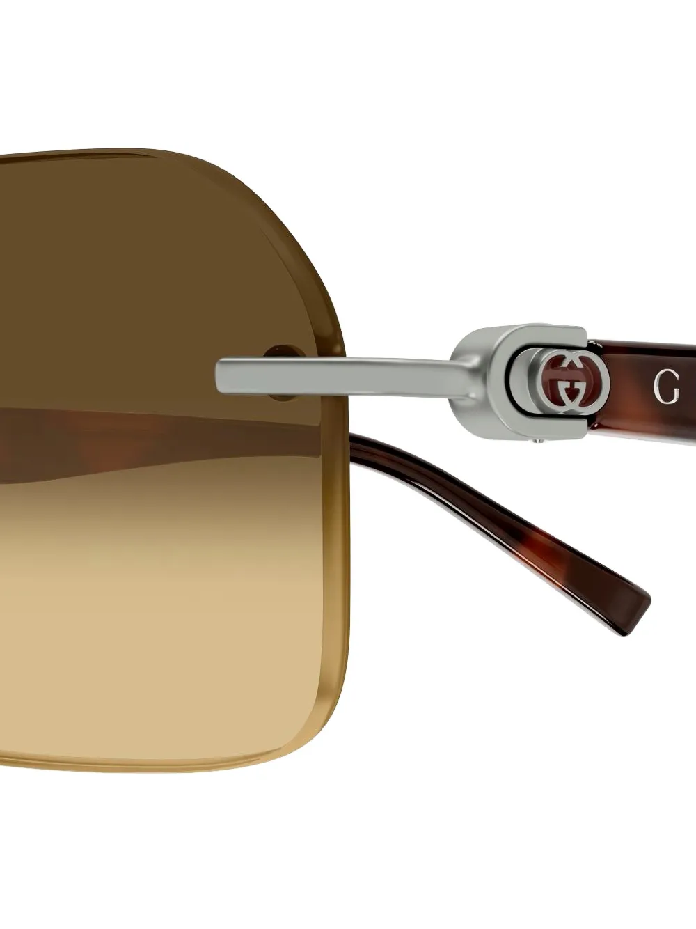 Gucci Eyewear Zonnebril met rechthoekig montuur Bruin