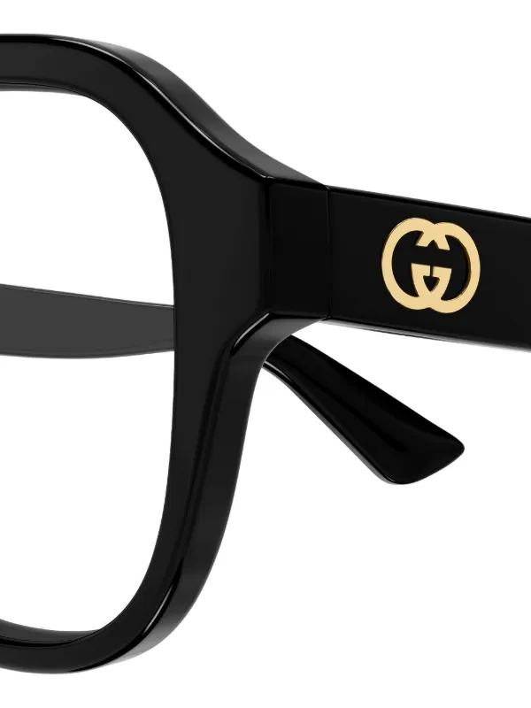 Gucci Eyewear パイロットメガネフレーム | ブラック | FARFETCH JP