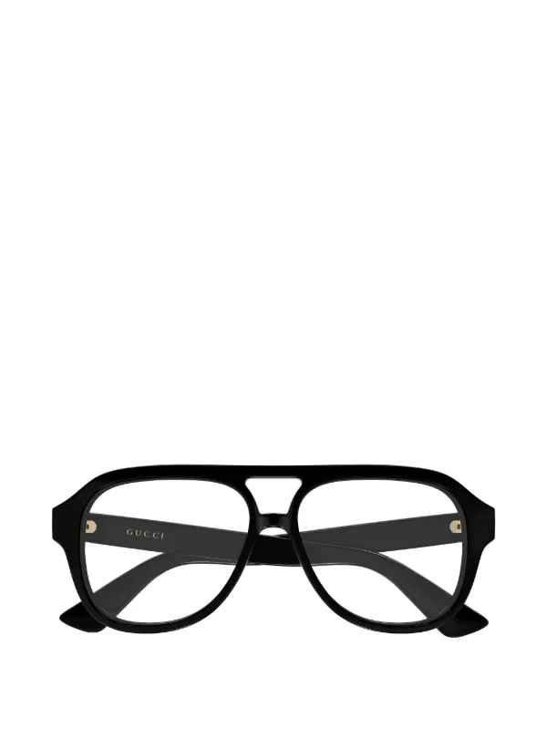Gucci Eyewear パイロットメガネフレーム | ブラック | FARFETCH JP