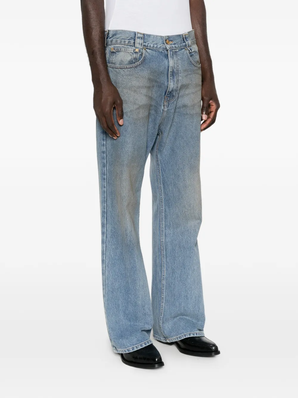 Willy Chavarria faded wide-leg jeans Blauw
