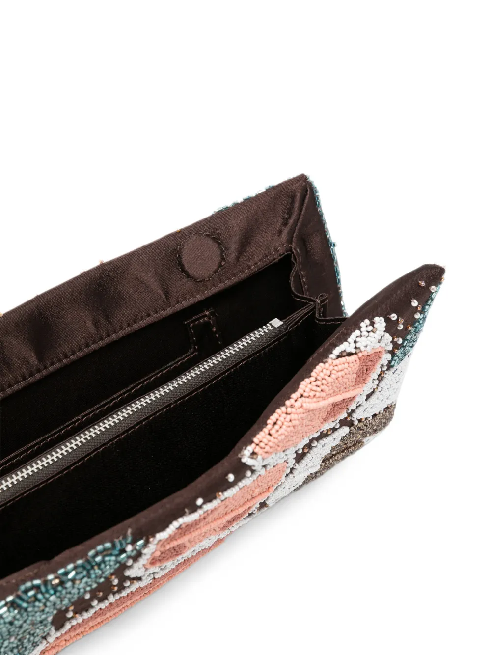 STAUD Clutch verfraaid met kralen en vlinder-patroon Bruin