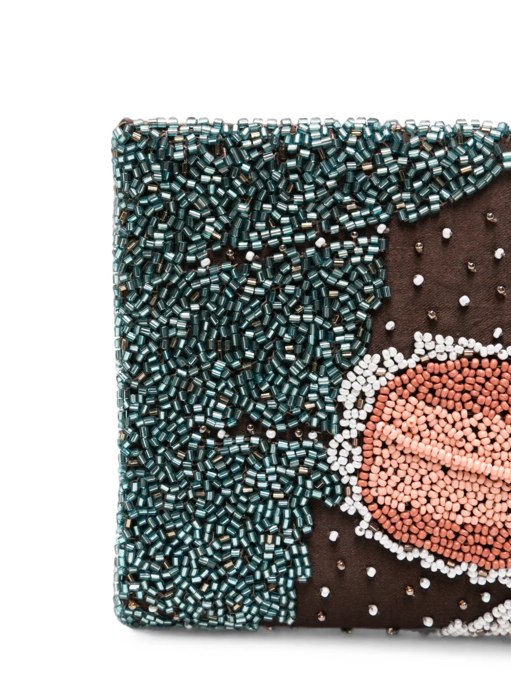 STAUD Clutch verfraaid met kralen en vlinder-patroon Bruin