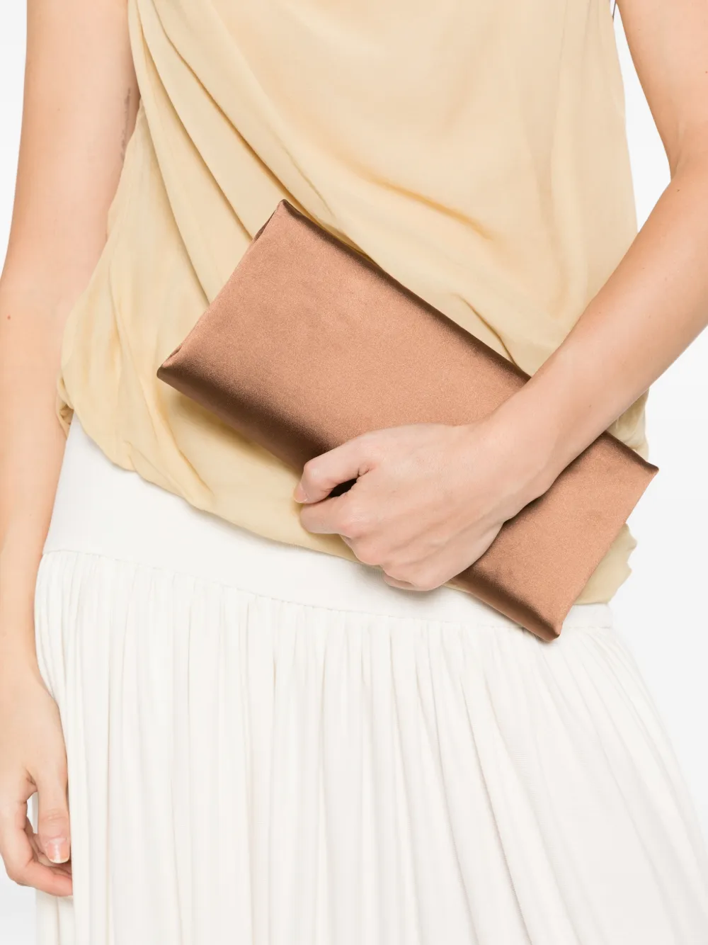 STAUD Muse clutch met satijnen afwerking Bruin
