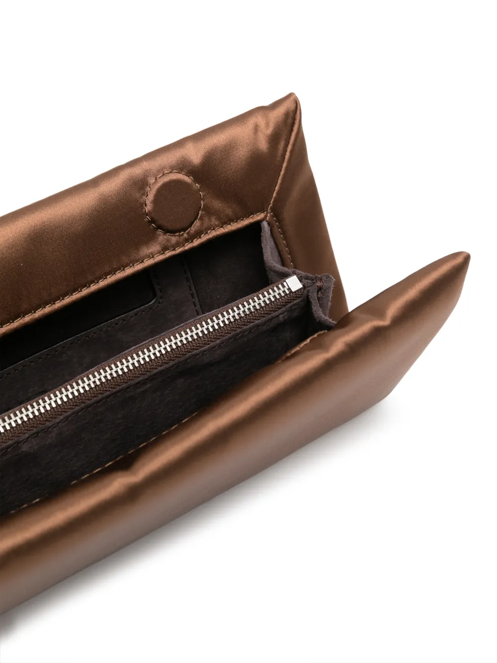 STAUD Muse clutch met satijnen afwerking Bruin